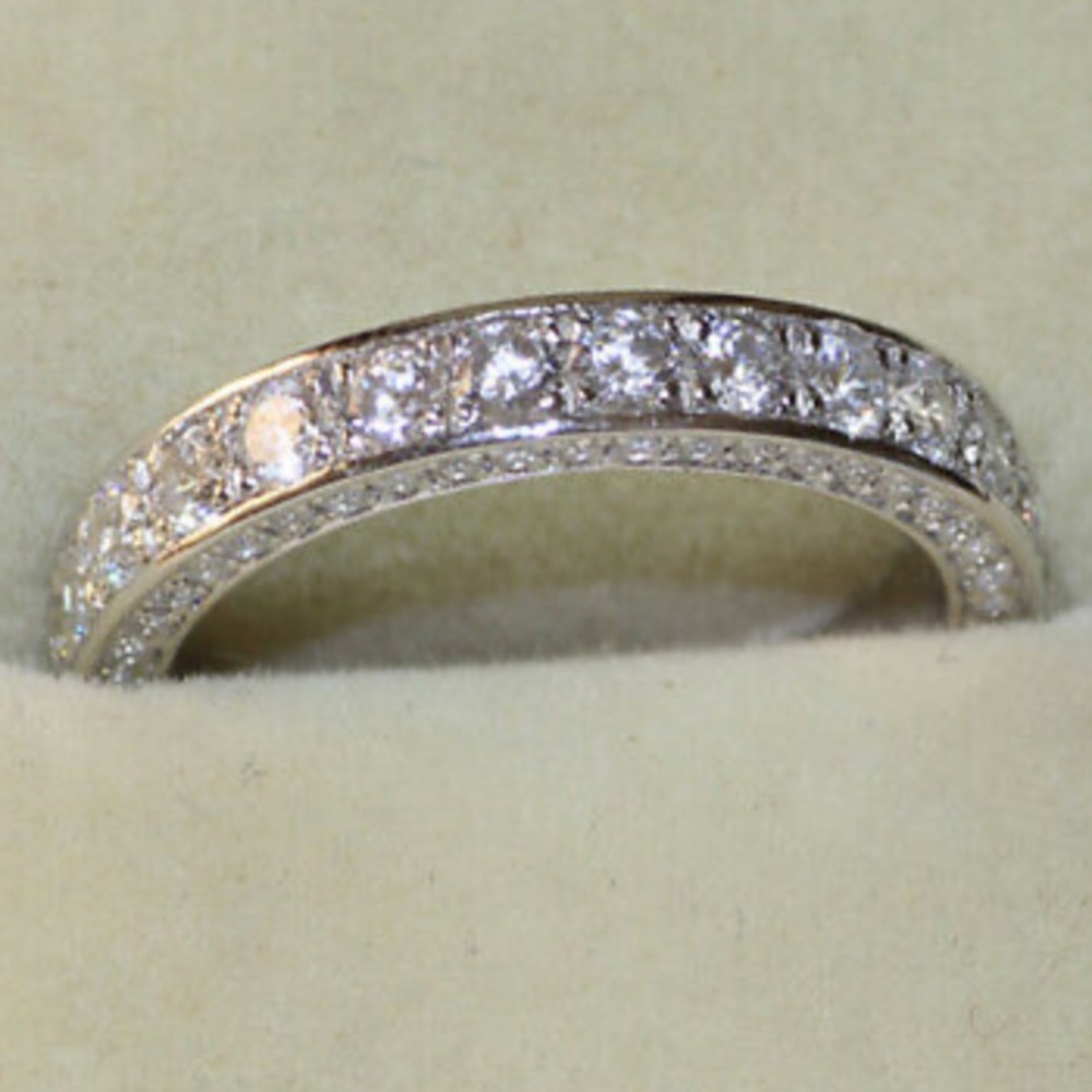 NEw Sterling Silver Diamond Band Ring - Picture 6 of 9